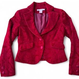 Romantic Y2K Cropped Velour Jacquard Jacket